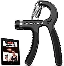 A5 Fitness Grip Strengthener 5-60 kg Adjustable Hand Exerciser Forearm with E-Book for Improved Strength & Rehabilitation Strong Wrist Arm Black SB-12