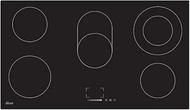 Ugain Built-In Electric Flat Hob,Ceramic 60x90 Cm,5 Burners Ceramic,3200 Watts,Safety,Electronic Control And Touch,Black - UBIH90T