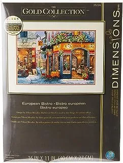 Dimensions Gold Collection Counted Cross Stitch Kit, European Bistro, 16 Count Dove Grey Aida, 11'' x 16''