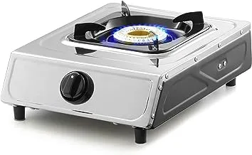 ALSAIF Electric Gas Stove One Plate Stainless Steel, Automatic Ignition, Silver, E04300 2 Years warranty