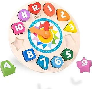 لعبة الساعة الكلاسيكية ذات الشكل الخشبي تيك تاك، 12 رقمًا للأطفال الصغار، تعليم التعلم المبكر