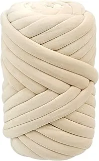 Casaphoria Chunky Yarn for Hand Knitting Blanket,Super Soft Giant Yarn for arm knitting,DIY Yarn Blanket for Pet Bed,Bulky Yarn Cotton Tube for Pillow,Bulky Yarn for Arm Knitting(Beige,2Lbs)