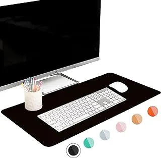 FTC Leather Desk Pad and Blotter for Home or Office, Large Non-Slip PU Suede Base, Stitched Edges, Computer Gaming, Keyboard and Mouse Pad, Desk Writing Pad Protector- Black 31.5 x 15.75 Inches