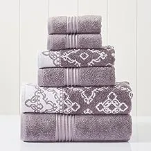 Modern Threads 6-Piece Yarn Dyed Jacquard/Solid Towel Set Charlize Orchid