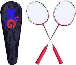 MG 2 Pieces High Carbon Alloy Badminton Set, lightweight Ultra Shaft Badminton Racket, Including Badminton Bag - MGRBD01 Red/White, One Size