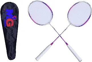 MG 2 Pieces High Carbon Alloy Badminton Set, lightweight Ultra Shaft Badminton Racket, Including Badminton Bag - MGRBD01 Pink/White