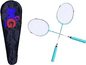 MG 2 Pieces High Carbon Alloy Badminton Set, lightweight Ultra Shaft Badminton Racket, Including Badminton Bag - MGRBD01 Blue/White