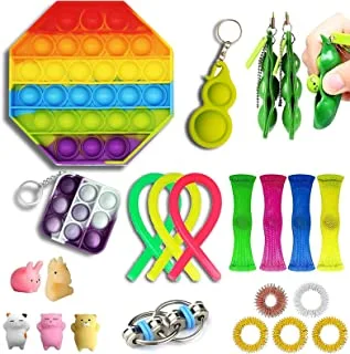 JANESVISSY 23 Pcs Fidget Packs,Relieves Stress Relief Fidget Toys Set for Adults and Kids,with Push pop Bubble Toy and Simple Dimple,for Birthday Party, Classroom Rewards Prizes