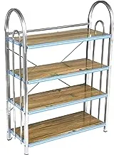 Generic Shoes 4 Shelves Tier | Stackable Shoe Rack Storage Organizer | for Bedroom Closet | Entryway | Hallway | Expandable & Adjustable| Metal Mesh