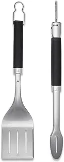 WEBER - Precision Barbecue Tongs & Spatula Set, Durable, stainless steel construction, with lock, Black/silver, 6763