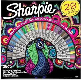 Sharpie Fine Point Permanent Marker Peacock Pack of 28
