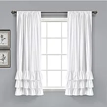 Lush Decor, White Allison Ruffle Curtains Window Set for Living, Dining Room, Bedroom, 63