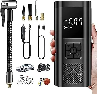 Tire Inflator Portable Air Compressor, Max 150 PSI Electric Air Pump with Auto-Stop Design, Smart Air Pump with LED Light, Cordless Tire Pump for Car Bike Motorcycle Balls