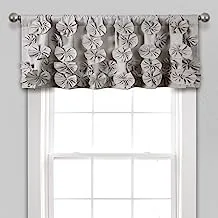Lush Decor Riley Valance Semi-Sheer Ruffled Textured Bow Window Panel for Living, Dining Room, Bedroom (Single), 54