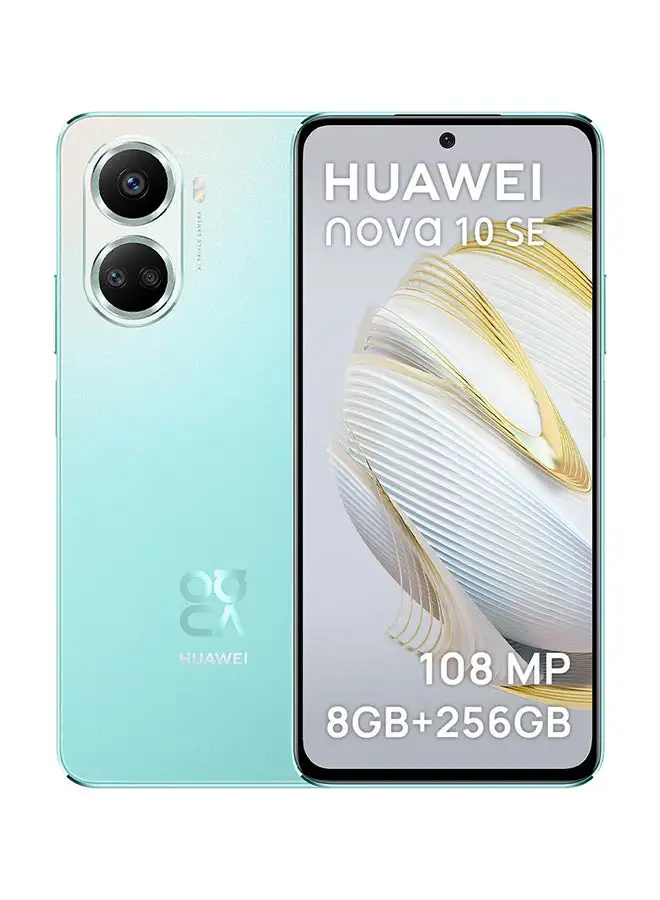 هاتف HUAWEI Nova 10 SE ثنائي الشريحة باللون الأخضر النعناعي وذاكرة وصول عشوائي (RAM) سعة 8 جيجابايت وذاكرة 256 جيجابايت يدعم تقنية 4G LTE - إصدار الشرق الأوسط