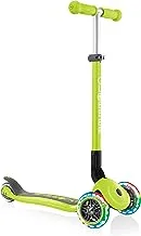 GLOBBER PRIMO FOLDABLE LIGHTS: 3-wheel scooter for kids with light-up wheels (aged 3-7) - LIME GREEN