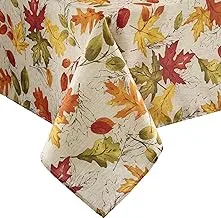 Elrene Home Fashions مفرش طاولة مطبوع بأوراق الخريف الخريف ، غطاء طاولة للعطلات للاستخدام الرسمي أو اليومي ، مستطيل / مستطيل 60 × 120 بوصة
