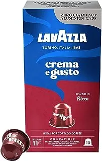 قهوة Lavazza Crema e Gusto Ricco ، أرابيكا وروبوستا ، كبسولات ألومنيوم متوافقة مع نسبريسو الأصلية ، عبوة من 10 كبسولات