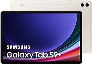 Samsung Galaxy Tab S9+ 5G, 12GB RAM, 256GB Storage,Beige, (KSA Version) + Samsung Galaxy Tab S9 Plus Book Cover Keyboard Slim (US Type), Black