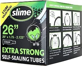 Slime 30074 Bike Inner Tubes with Slime Puncture Sealant, Extra Strong, Self Sealing, Prevent and Repair, Schrader Valve, 26