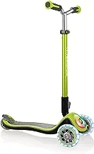 GLOBBER ELITE PRIME: Deluxe 3-wheel light-up scooter for kids (aged 3-9) - LIME GREEN
