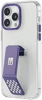 Levelo Morphix Clara Gripstand IMD Clear Back Case for iPhone 14 Pro Max, Deep Purple