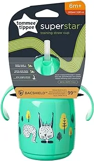 Tommee Tippee Superstar Weighted Straw Cup for Toddlers with INTELLIVALVE 100% Leak and Shake-Proof Technology and Hygienic BACSHIELD Antibacterial Technology, 6m+, 300ml, Pack of 1, Green