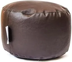 Wavy Leather Footstool Bean Bag, Brown