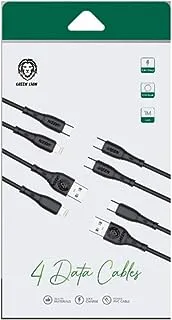 حزمة كابل التاريخ الأخضر 4 (Lightning2.4A / Type-C 2.4A / USB-C إلى USB-C 60 وات / USB-C إلى L