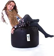 Wavy Leather Footstool Bean Bag, Black