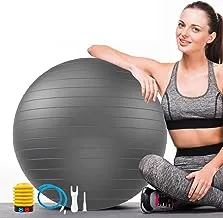 SHOWAY Exercise Gym Ball 55cm Extra Thick Swiss Ball | with - Quick Pump - Birthing Ball for - Yoga-Pilates - Fitness - Physical Therapy - Pregnancy & Labour