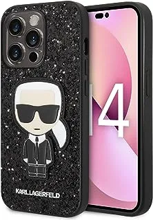 جراب CG MOBILE Karl Lagerfeld Glitter Flakes مع رقعة Ikonik مقاوم للصدمات / نحيف / غير قابل للانزلاق / ممتص للصدمات / مضاد للخدش متوافق مع iPhone 14 Pro 6.1 