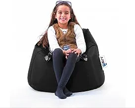 Wavy Kids Comfy Waterproof Bean Bag, Black