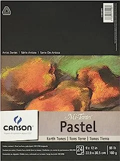 ورق باستيل من سلسلة كانسون مي-تينتس ، ألوان الأرض ، وسادة قابلة للطي ، 9 × 12 بوصة ، 24 ورقة (98 رطل / 160 جم) - ورق فنان للكبار والطلاب ، بيج