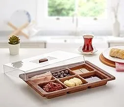 EVELIN Nuts and Breakfast Serving Tray, Divided Snack Tray, Nut Bowl Nut Serving Platter, Nut Bowls for Parties Snack Organizer Wooden Serving Trays. Brown