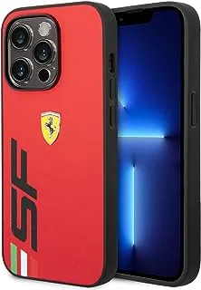حافظة CG MOBILE Ferrari PU من الجلد مع شعار SF كبير مطبوع متوافق مع iPhone 14 Pro Max (أحمر)