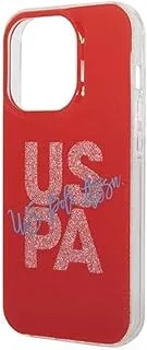 U.S.Polo Assn. IML Glitter Script Case Compatible with for iPhone 14 Pro red