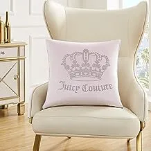 Juicy Couture - Decorative Accent Pillow, Velvet Rhinestone Crown, Premium Reversible Throw Pillow, Living Room and Bedroom Décor, Measures 20
