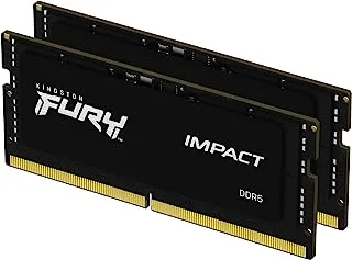 ذاكرة الكمبيوتر المحمول Kingston Technology Fury Impact 64GB 4800MT/s DDR5 CL38 SODIMM XMP (مجموعة من 2) KF548S38IBK2-64، أسود