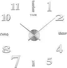DIY Wall Clocks, 3D Number & letter Wall Clocks, Easy to Read, Modern Design Room Decorative Wall Clocks, for Home Office Decoration Gifts(Silver)
