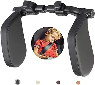 Car Headrest Pillow, 360°Adjustable PU Leather Car Seat Head Neck Support Rest Cushion Both Kids Adults for Travel Sleeping