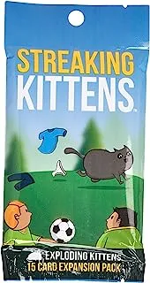 Streaking Kittens Expansion Set - Ridiculous Russian Roulette Card Game, Easy Family-Friendly Party Games - Card Games for Adults, Teens & Kids - 15 Card Add-on