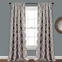 Lush Decor, Gray Ruffle Diamond Curtains Textured Window Panel Set for Living, Dining Room, Bedroom (Pair), 84” x 54, 84