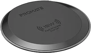 Promate Wireless Charging Pad, Ultra-Fast 15W Charging Pad with Over-Current Protection, Anti-Skid Base, Scratch Resistant Design, AuraPad-15W