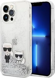 CG MOBILE Karl Lagerfeld Liquid Glitter Silicone Case Karl And Choupette Protector/Ultra-Thin/Non-Slipping/Shock-Absorption/Anti-Scratch Compatible With iPhone 14 Pro Max 6.7