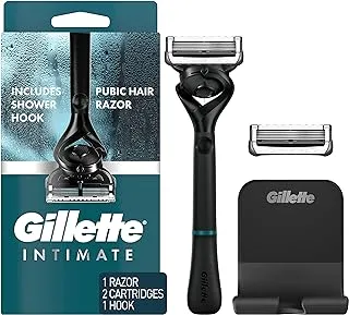Gillette Intimate Manscape Razor, Men’s Pubic Razor, Gentle and Easy to Use, Designed For Pubic Hair, 1 Razor Handle, 2 Razor Blade Refills, Manscaping Body Razor, Mens Razor