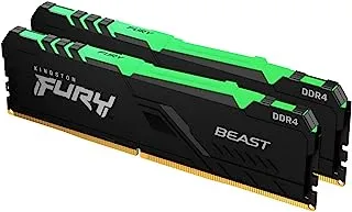 Kingston FURY Beast RGB 64GB (2x32GB) 3600MT/s DDR4 CL18 Desktop Memory Kit of 2 | Infrared Syncing | Intel XMP | AMD Ryzen | Plug n Play | KF436C18BBAK2/64