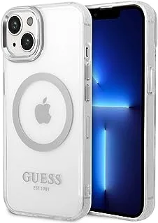 Guess Outline Transparent MagSafe Case for iPhone 14 Plus - Silver