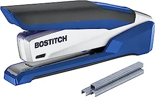 Bostitch Office InPower Spring-Powered Premium Desktop Stapler, 28 Sheet Capacity, One Finger, No Effort, Blue/Silver