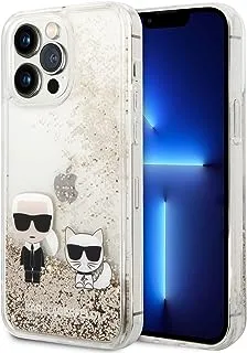 CG MOBILE Karl Lagerfeld Liquid Glitter Silicone Case Karl And Choupette Protector/Ultra-Thin/Slim/Non-Yellowing/Non-Slipping/Shock-Absorption/Anti-Scratch Compatible With iPhone (Gold)